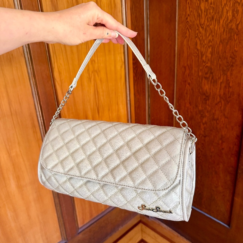 Silver Glitter Vinyl Purse Handbag by StarStruck Clothing, Astro Bettie